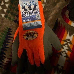 Men's High-Visibility Orange and Gray Gloves